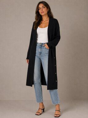 C/MEO COlLECTIVE Open Front Knit Cardigan Black Size XS